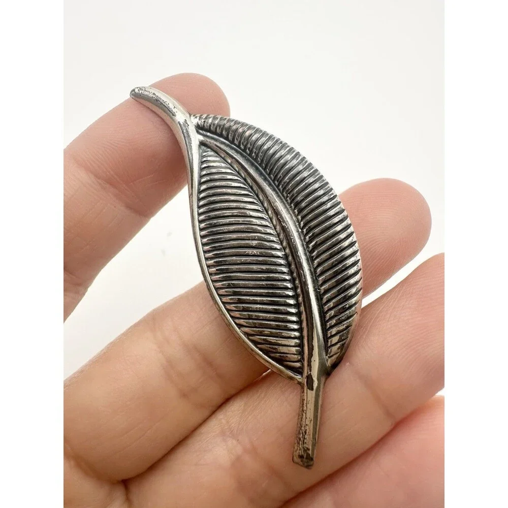 Vintage Jewelart Sterling Silver Leaf Pin Brooch